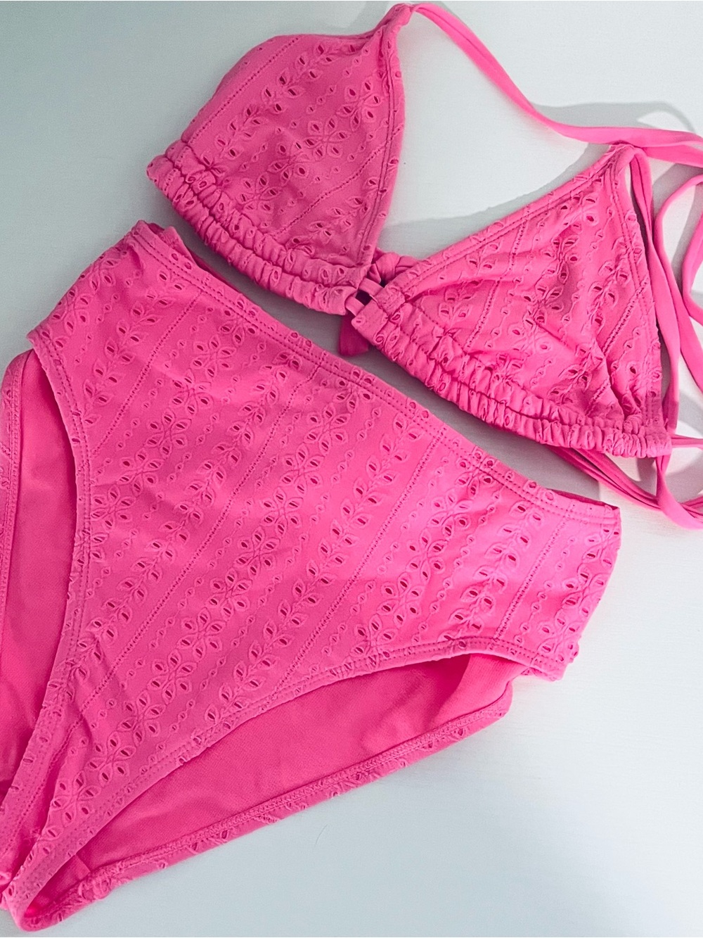 Celebrity Pink Swim Hot Pink Triangle Swim Top and Matching Bottom Size 7-9